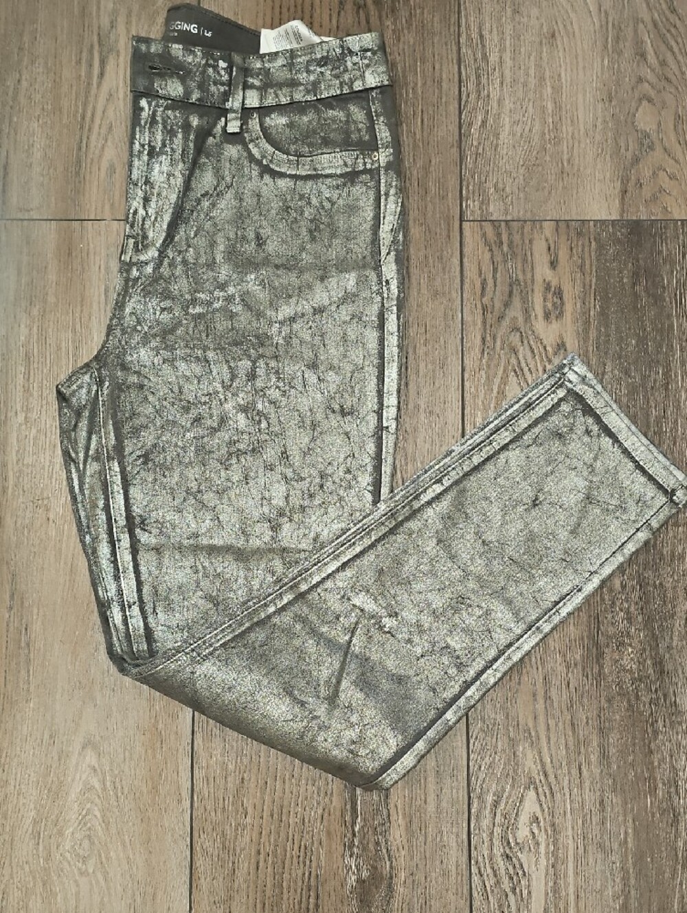 Chico's Metallic Gray Skinny Jeans